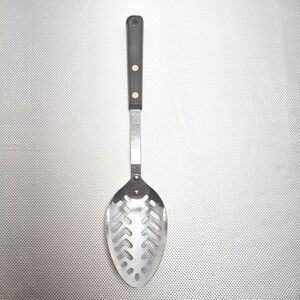 Ekco‎ Forge Slotted Spoon Stainless Steel USA Vintage Black Handle